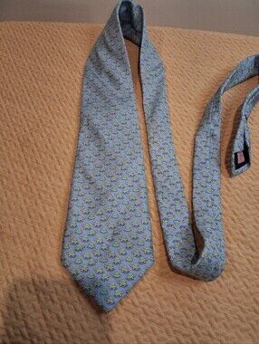 Vineyard Vines Blue W/ Turtle Print Silk Tie